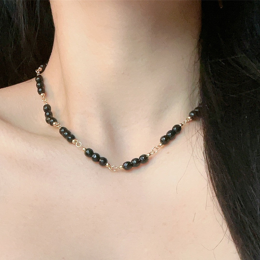 Black agate good luck beaded necklace_5