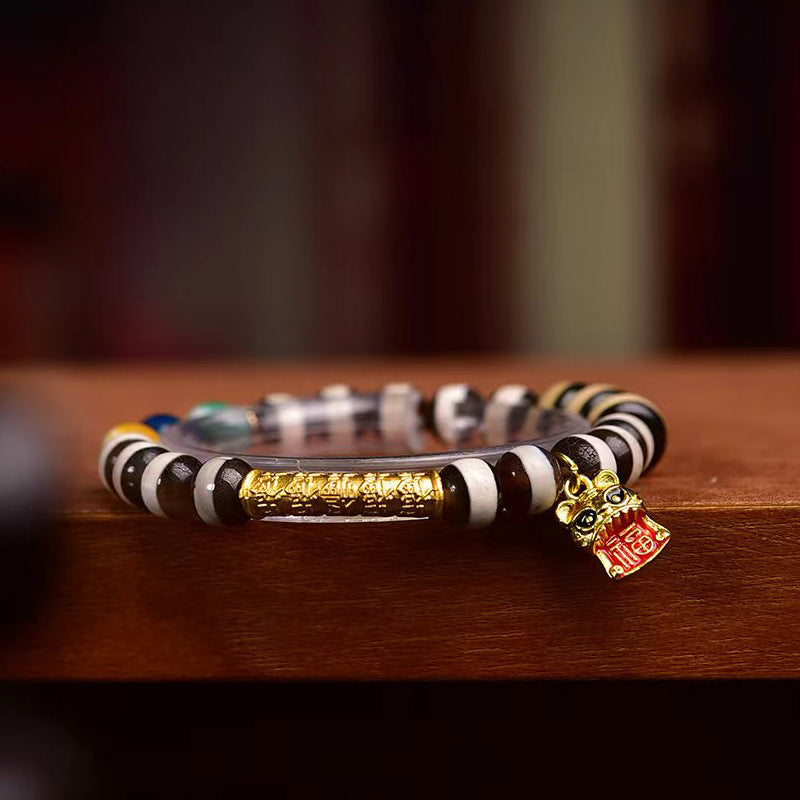 Tibetan Black and White Striped Agate Mystery Bracelets_2