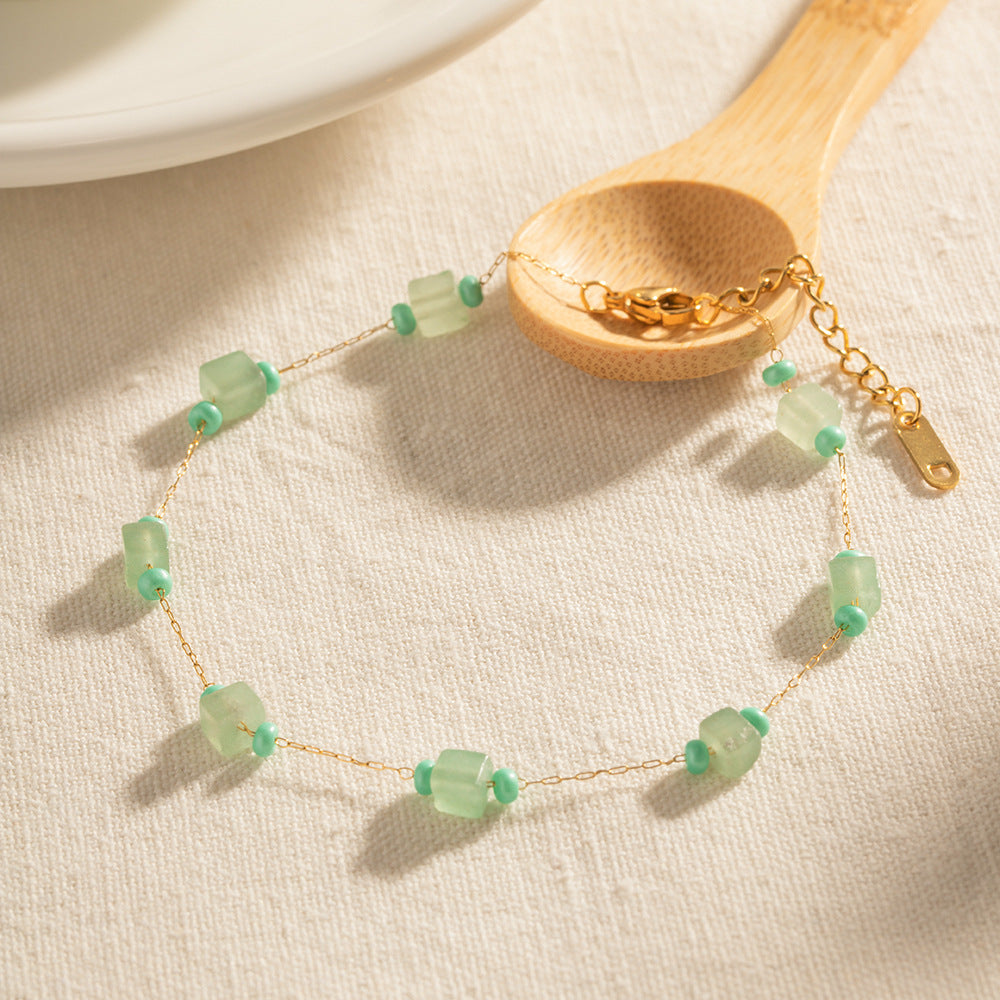 GREEN NATURAL STONE STRESS RELIEF ANKLET-1