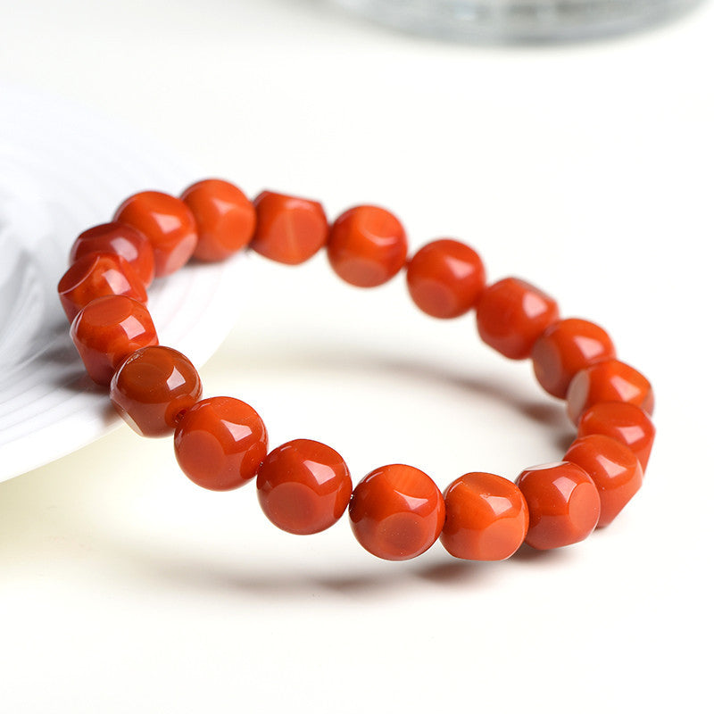 NATURAL SOUTH RED AGATE ROUND CUT BRACELET_4