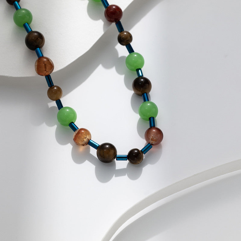 Colorful natural stone healing broken love necklace_3
