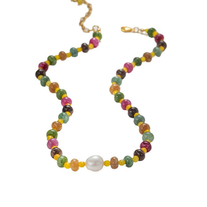 Colorful wheel natural stone switching mood necklace_4
