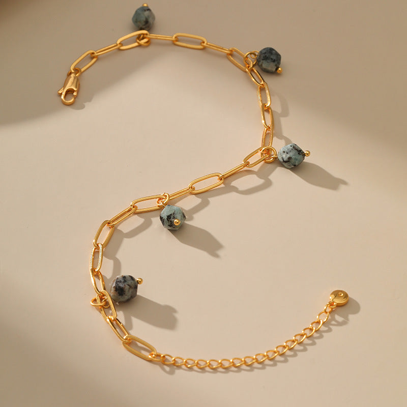 NATURAL STONE AND TURQUOISE STRESS RELIEF ANKLET-2