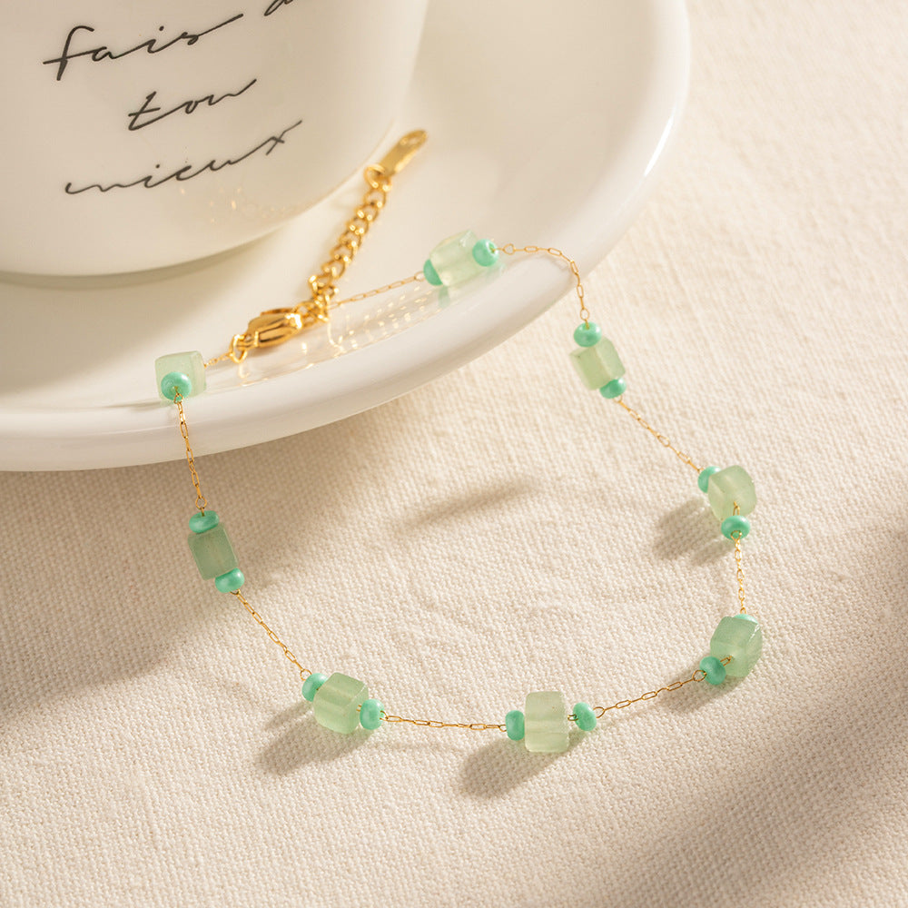 GREEN NATURAL STONE STRESS RELIEF ANKLET-2