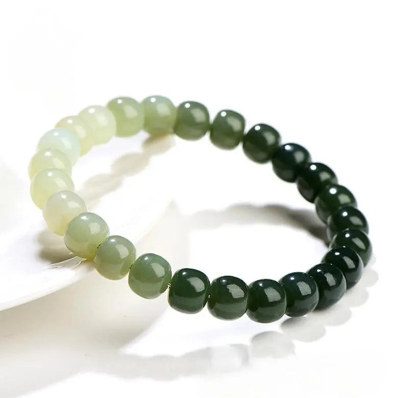 QINGSHUI HETIAN JADE ROUND BEAD BRACELET_2