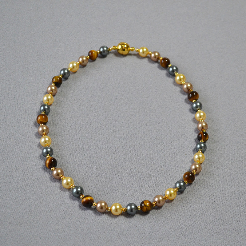 PEARL TIGER EYE STONE CAREER PROMOTION NECKLACE_1