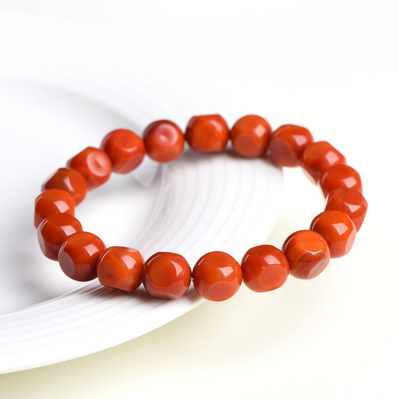 NATURAL SOUTH RED AGATE ROUND CUT BRACELET_2