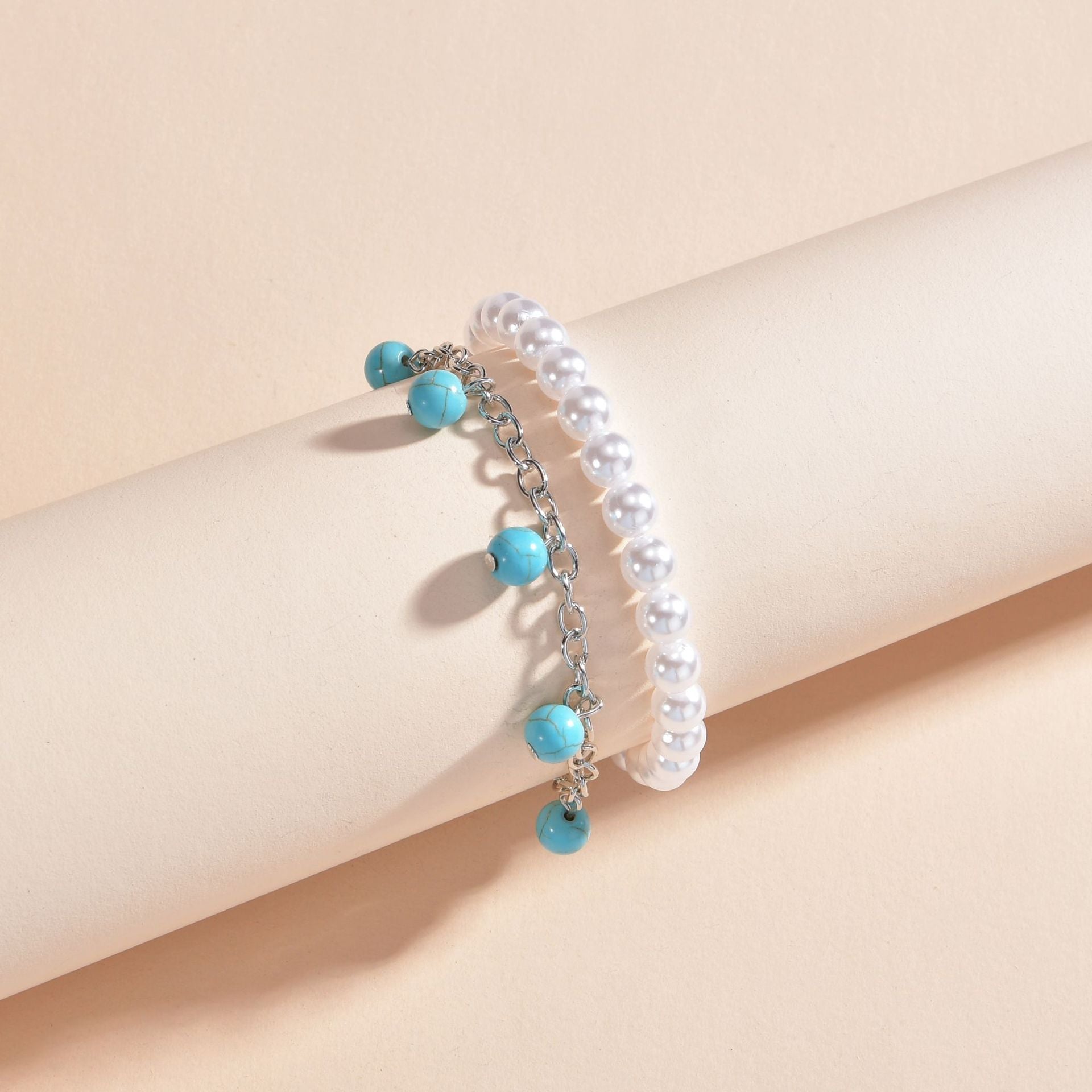 PEARL AND TURQUOISE ANKLET-2