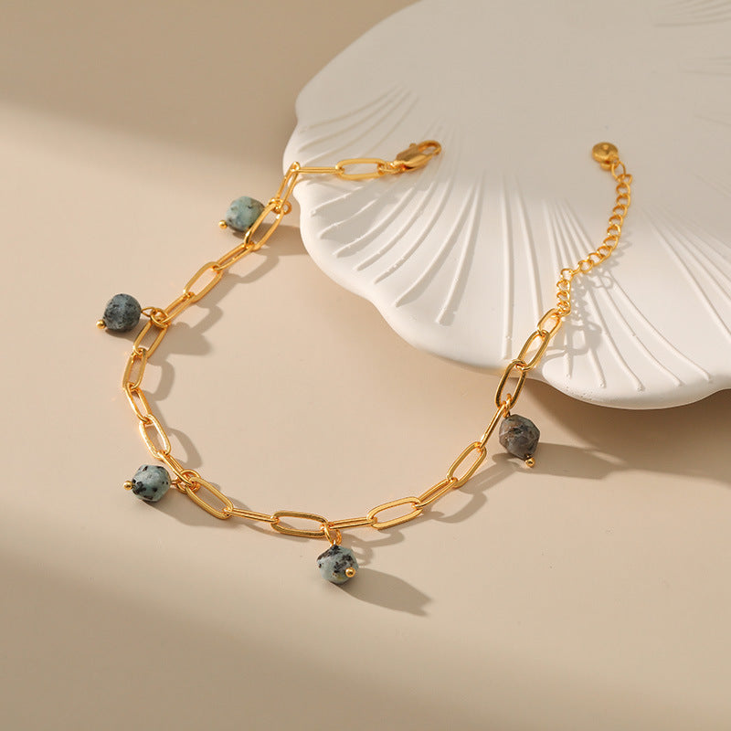 NATURAL STONE AND TURQUOISE STRESS RELIEF ANKLET-3