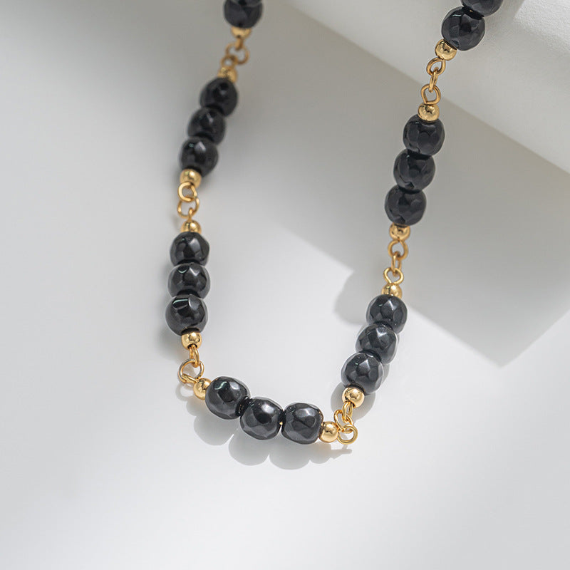 Black agate good luck beaded necklace_4