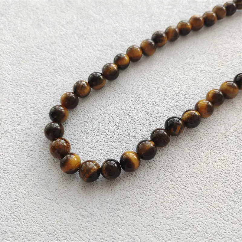 AMERICAN RETRO TIGER EYE STONE ENHANCE CHARM NECKLACE-3