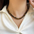 AMERICAN RETRO TIGER EYE STONE ENHANCE CHARM NECKLACE-6