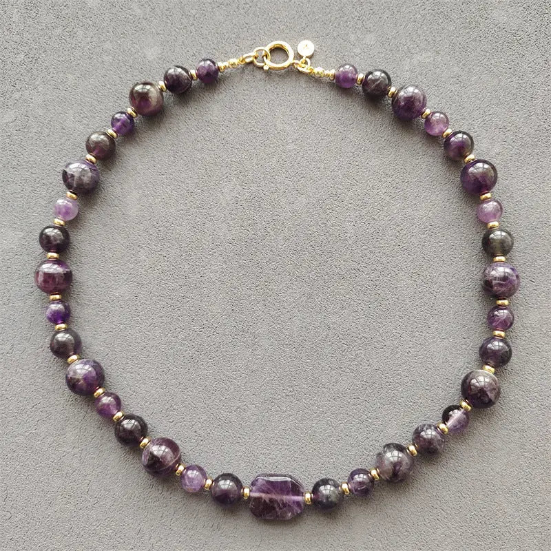 Amethyst Stress-Breaking Beaded Necklace-1