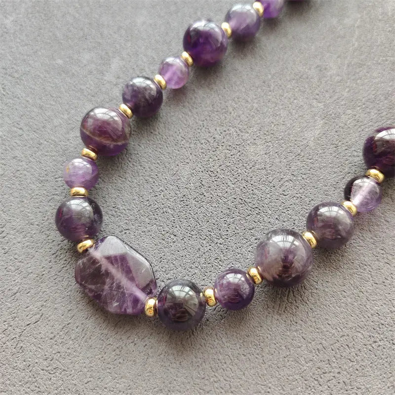 Amethyst Stress-Breaking Beaded Necklace-3