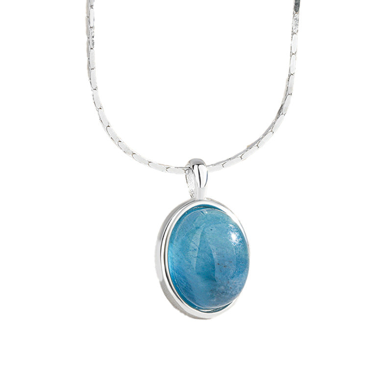 AQUAMARINE STERLING SILVER NECKLACE-3