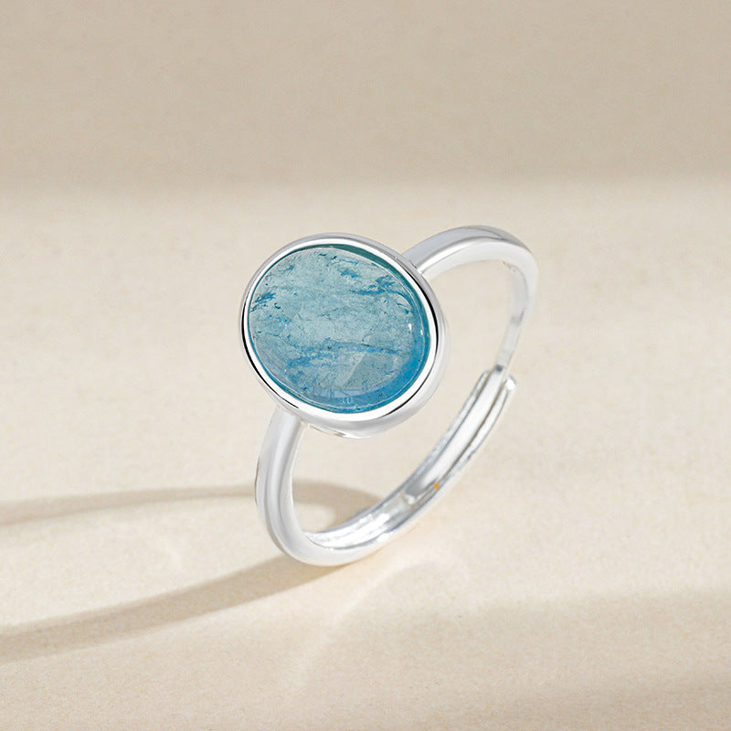 AQUAMARINE STERLING SILVER RING-1