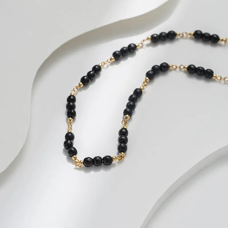 BLACK AGATE GOOD LUCK BEADED NECKLACE-2