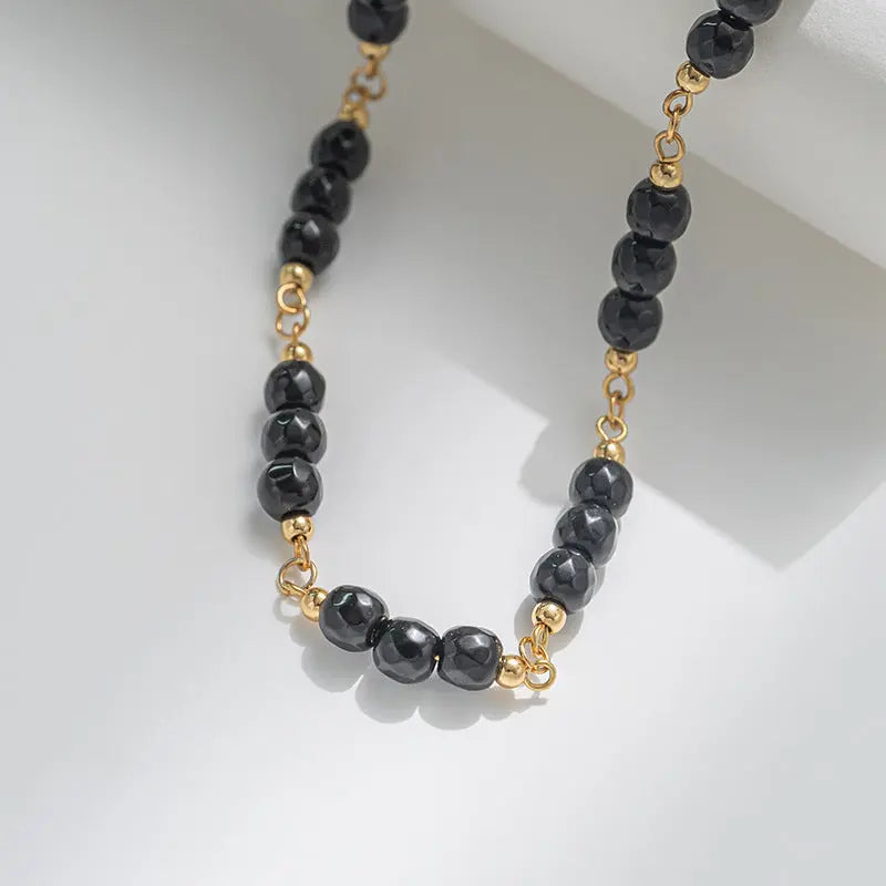 BLACK AGATE GOOD LUCK BEADED NECKLACE-4