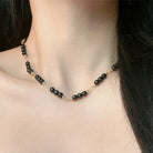 BLACK AGATE GOOD LUCK BEADED NECKLACE-5