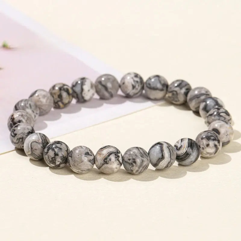 BLACK AND WHITE SPECKLED AGATE BRACELET-1