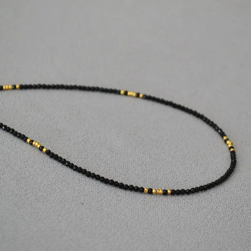 BLACK SPINEL BALANCED FRIENDSHIP NECKLACE-5