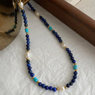 BLUE PINE STONE BLUE GOLD STONE BALANCED EMOTIONAL NECKLACE-2