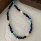 BLUE PINE STONE BLUE GOLD STONE BALANCED EMOTIONAL NECKLACE-5