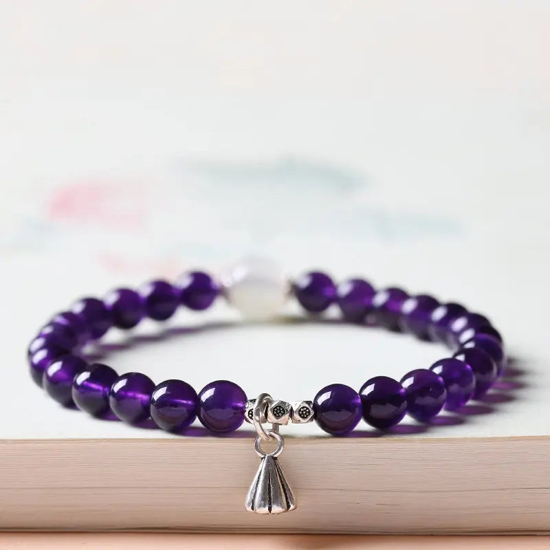 CALM ONE'S MIND MOONSTONE AMETHYST ENERGY BRACELET-3