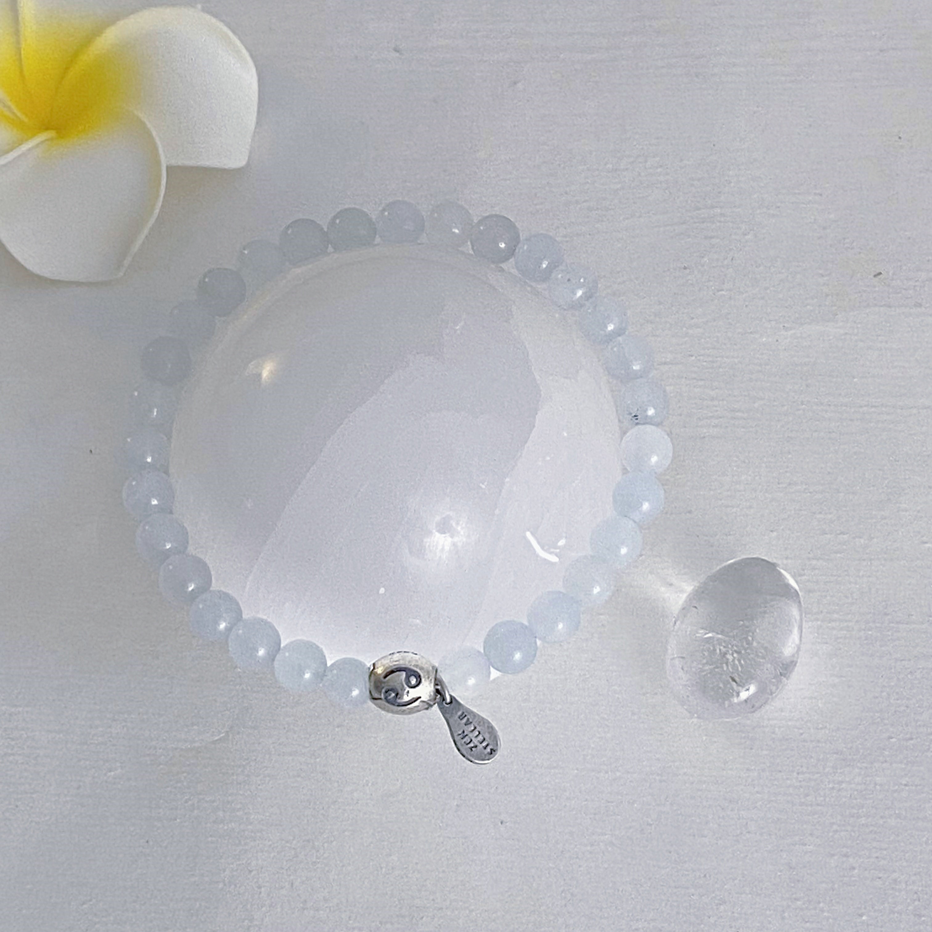 CANCER AQUAMARINE CRYSTAL BEADED BRACELET-5