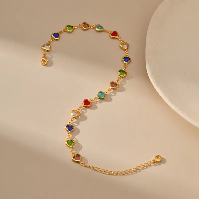 CANDY COLOR HEART ZIRCON ATTRACT LOVE BRACELET-2