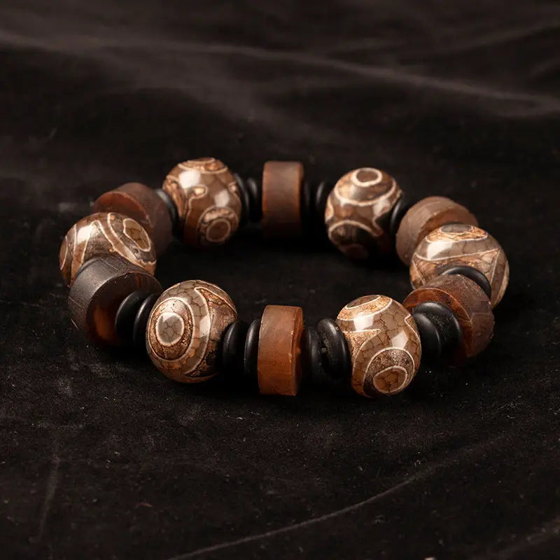 DZI AGATE THREE EYES BRACELETS-1