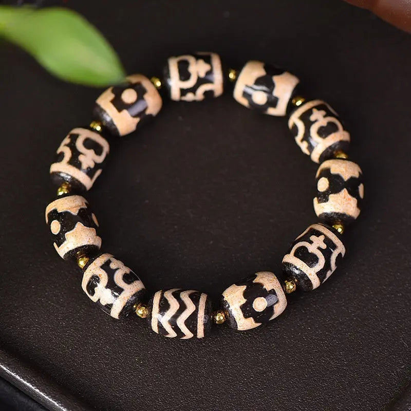 WATER PATTERN THREE-EYE DZI BRACELET-4