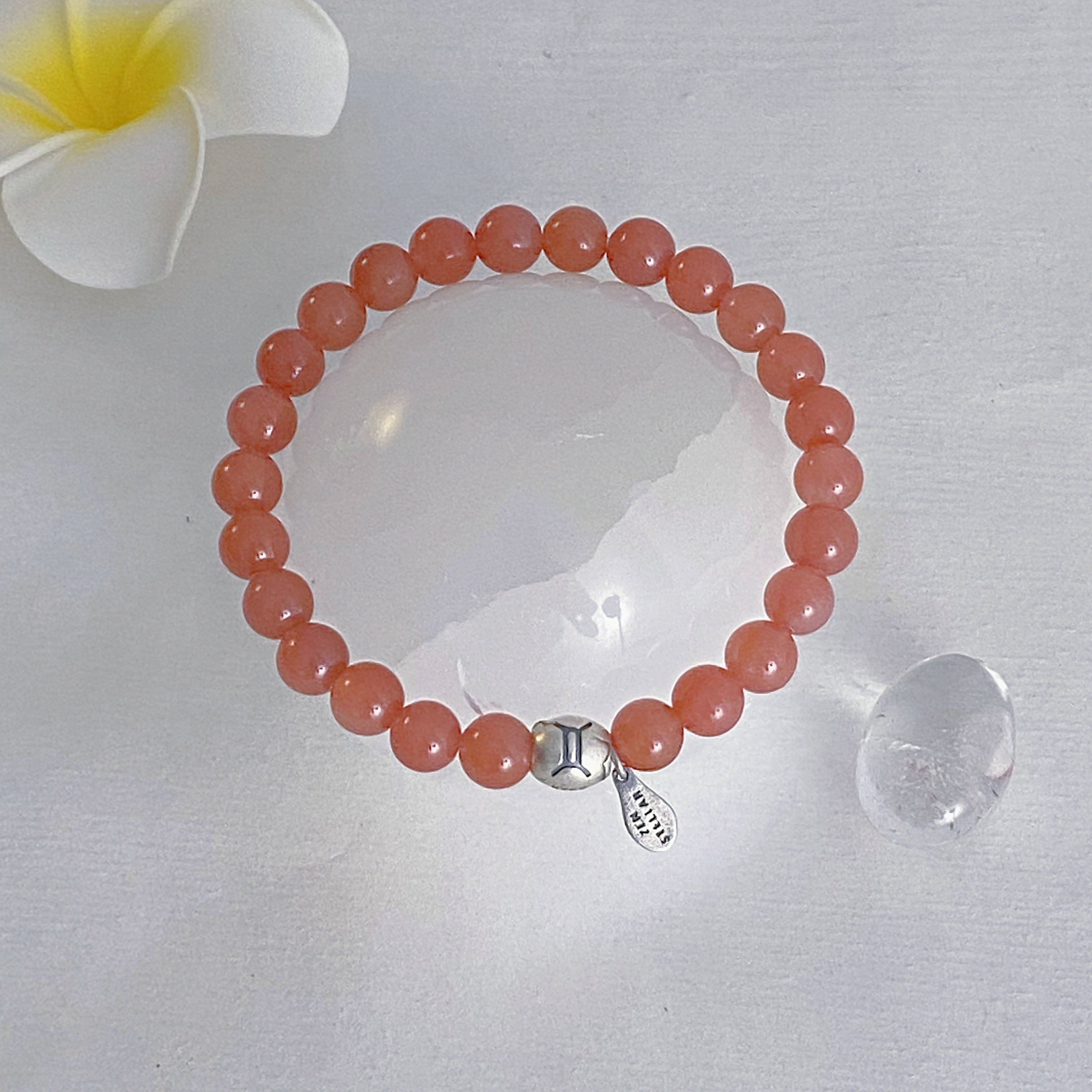 GEMINI PINK AGATE CRYSTAL BRACELET-5