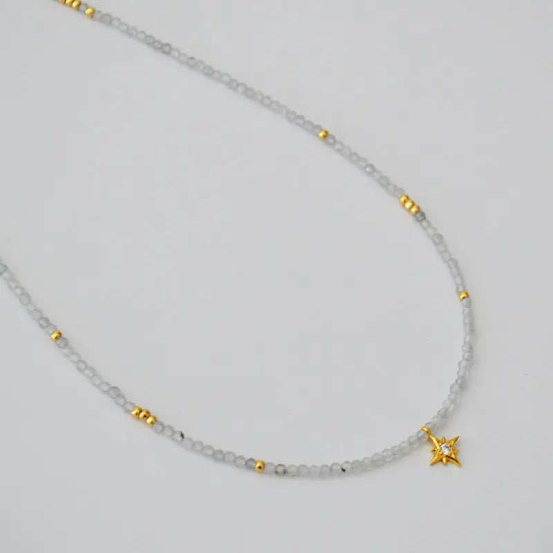 GRAY MOONSTONE GIVE HOPE STAR NECKLACE-4