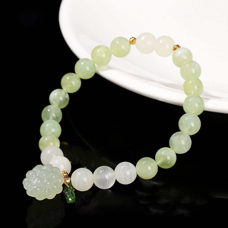 GREEN CALCITE GRAPE PENDANT BRACELET-2