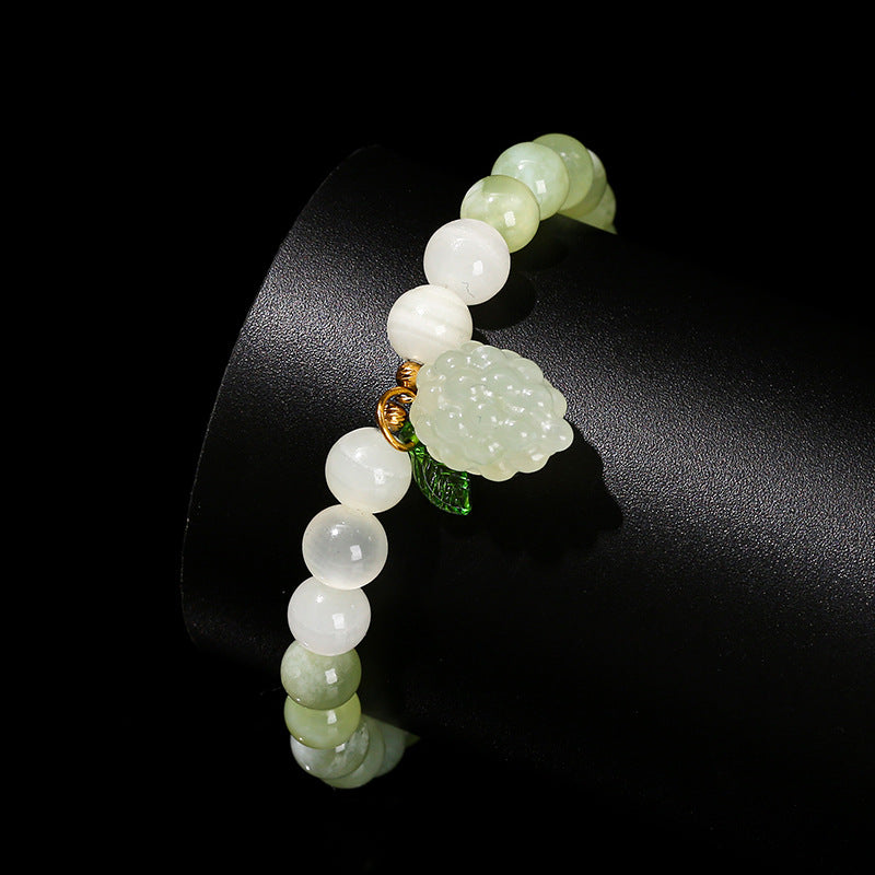 GREEN CALCITE GRAPE PENDANT BRACELET-4