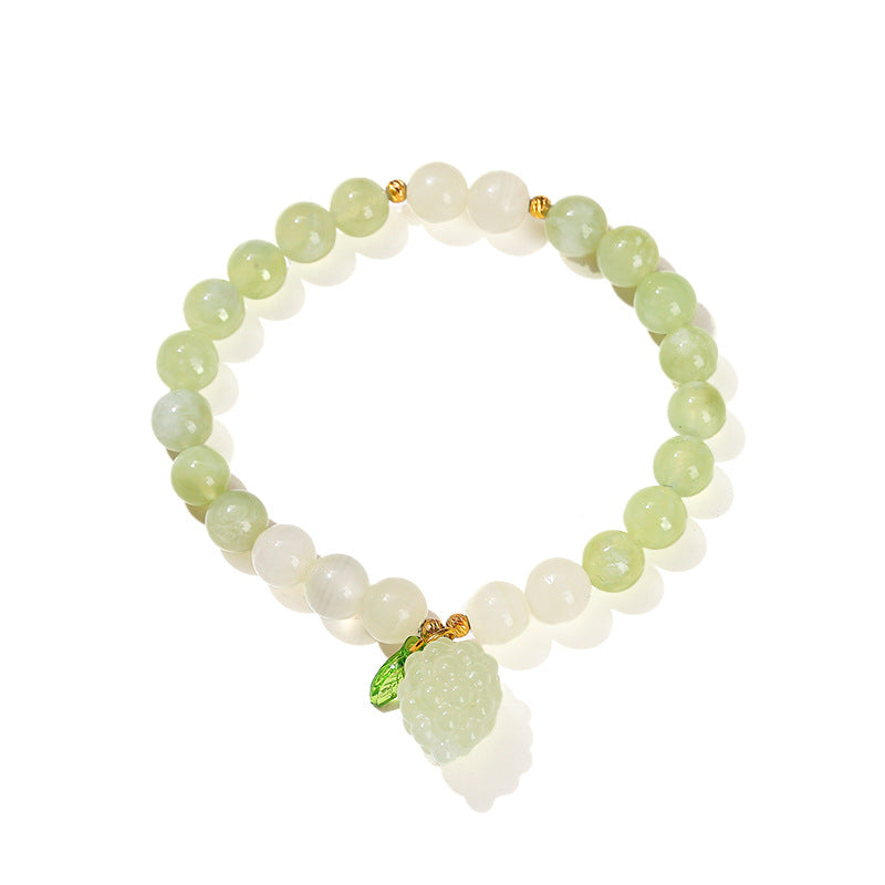 GREEN CALCITE GRAPE PENDANT BRACELET-6