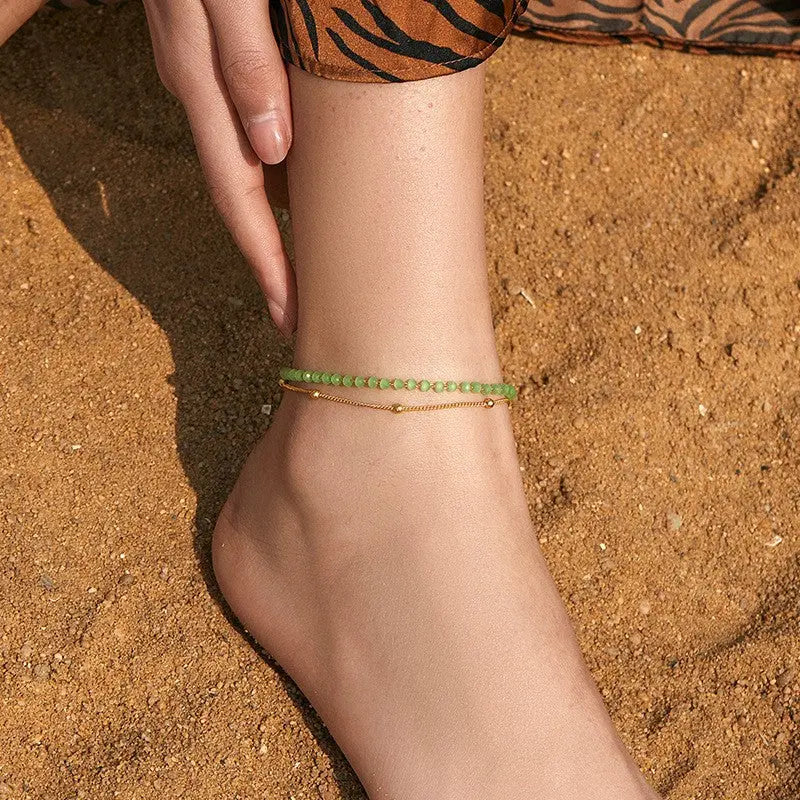 GREEN CRYSTAL CALMING EMOTIONAL ANKLET-4