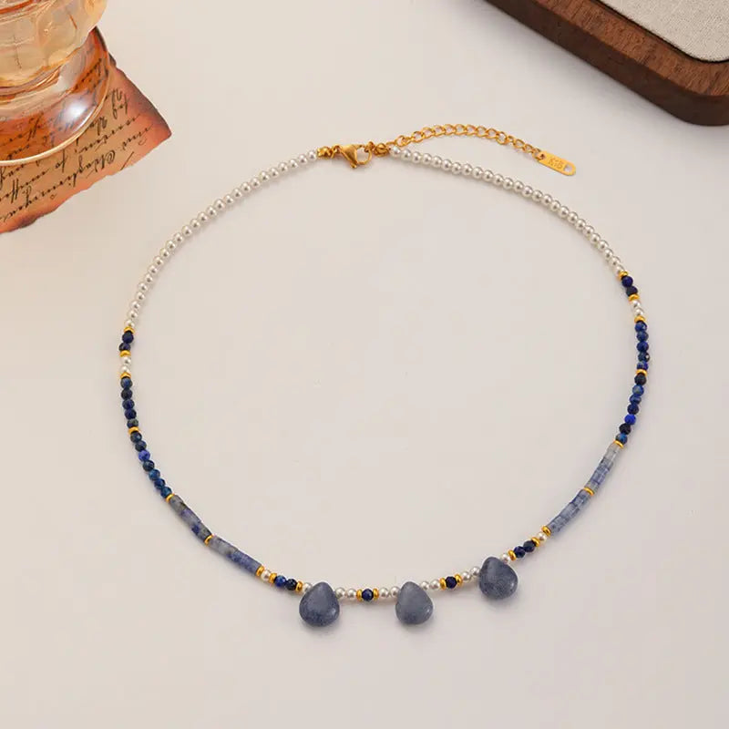 LAPIS LAZULI PEARL HAPPINESS ENHANCER NECKLACE-2