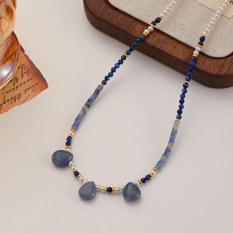 LAPIS LAZULI PEARL HAPPINESS ENHANCER NECKLACE-3