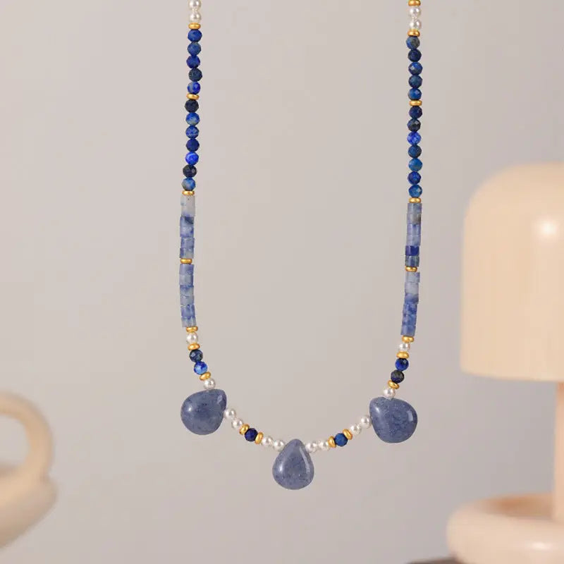 LAPIS LAZULI PEARL HAPPINESS ENHANCER NECKLACE-4