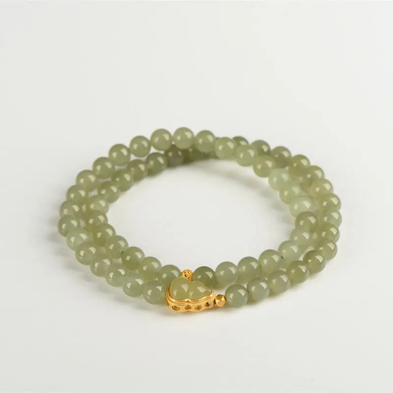 LUCK & WISDOM HETIAN GREEN JADE ENERGY BRACELET-5