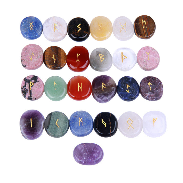 MIXED COLOR GEMSTONES RUNIC ALPHABET PATTERN-4