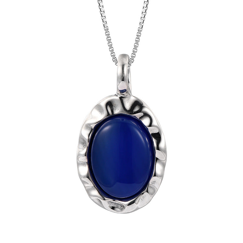 NATURAL BLUE AGATE NECKLACE PENDANT-4