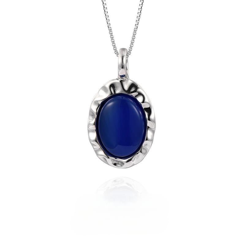 NATURAL BLUE AGATE NECKLACE PENDANT-3