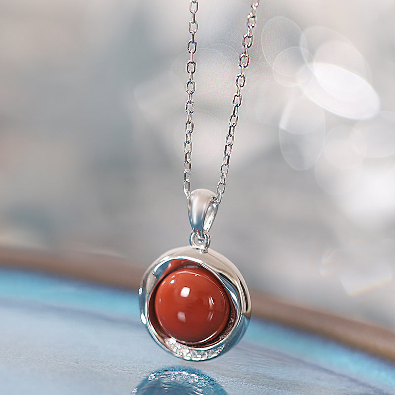 NATURAL GEMSTONE ROUND STERLING SILVER NECKLACE-1