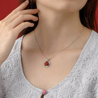 NATURAL GEMSTONE ROUND STERLING SILVER NECKLACE-3