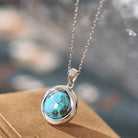 NATURAL GEMSTONE ROUND STERLING SILVER NECKLACE-4