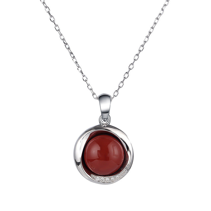 NATURAL GEMSTONE ROUND STERLING SILVER NECKLACE-7