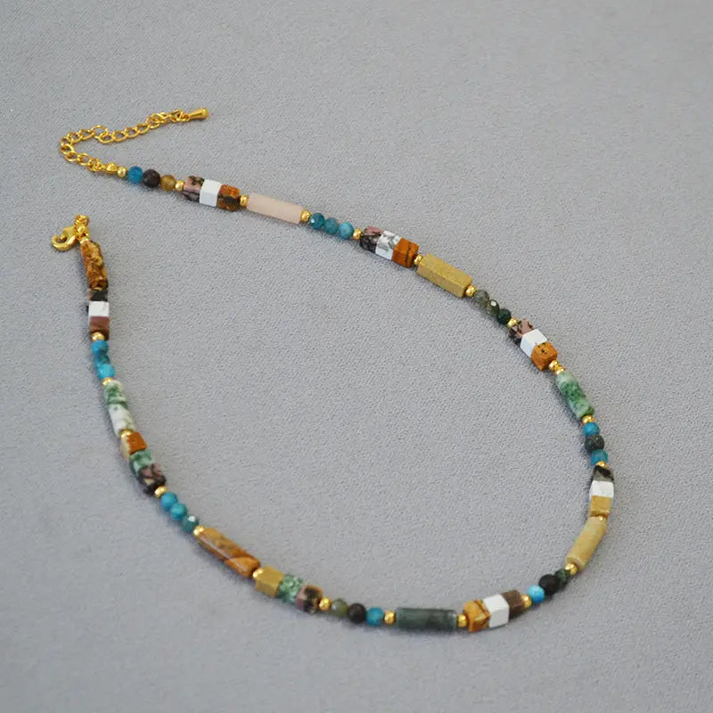 NATURAL STONE ENHANCES MEMORY BEADED NECKLACE-2